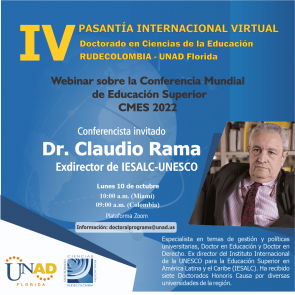 Webinar sobre la Conferencia Mundial  de Educación Superior CMES 2022